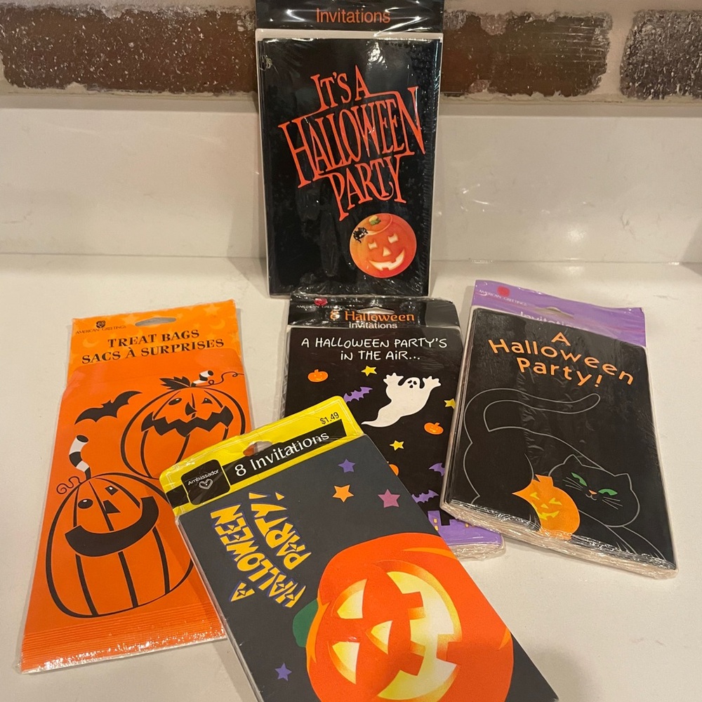 Spooky Halloween invitations with Orange Black and Purple Accents